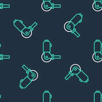 Line Angle grinder icon isolated seamless pattern on black background. Vector Illustrazione stock