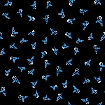 Line Angle grinder icon isolated seamless pattern on black background. Vector Stock Illustration