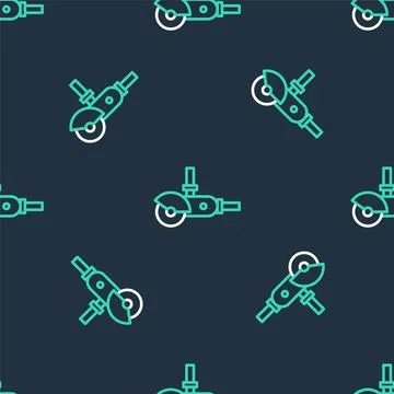 Line Angle grinder icon isolated seamless pattern on black background. Vector Illustrazione stock