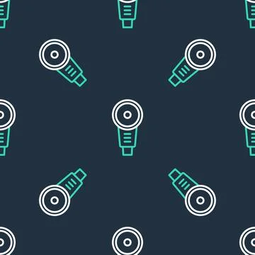 Line Angle grinder icon isolated seamless pattern on black background. Vector Stock Illustration