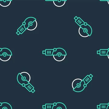 Line Angle grinder icon isolated seamless pattern on black background. Vector Illustrazione stock