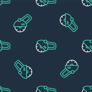 Line Angle grinder icon isolated seamless pattern on black background. Vector Illustrazione stock