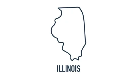 Line animated map showing the state of Illinois from the united state of Stock Footage 150759874