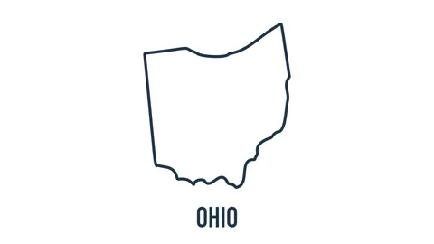 Line animated map showing the state of Ohio from the united state of American Stock Footage 150759968
