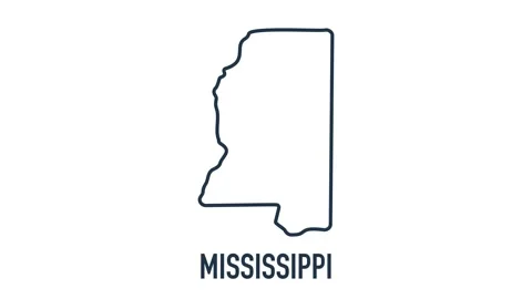 Line animated map showing the state of Mississippi from the united state of Stock Footage 150760033