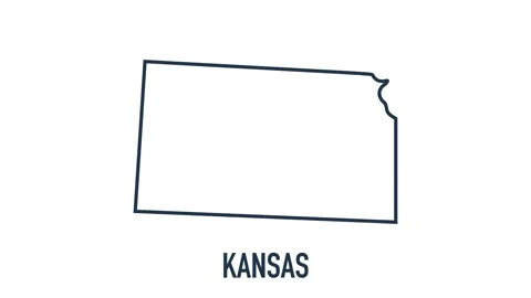 Line animated map showing the state of Kansas from the united state of america Stock Footage 150760137