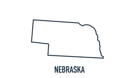 Line animated map showing the state of Nebraska from the united state of america Stock Footage 150760446