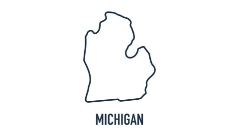 Line animated map showing the state of Michigan from the united state of america Stock Footage 150760505