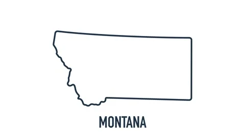 Line animated map showing the state of Montana from the united state of American Stock Footage 150760691