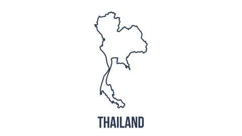Line animated map showing the state of Thailand. 2d map of Thailand. Stock Footage 150760738
