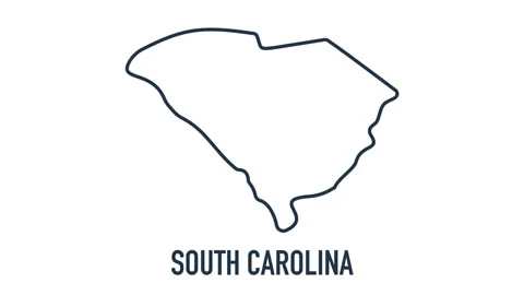 Line animated map showing the state of south Carolina from the united state of Video stock 150761186