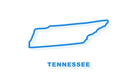 Line animated map showing the state of Tennessee from the united state of Stock Footage 158817906