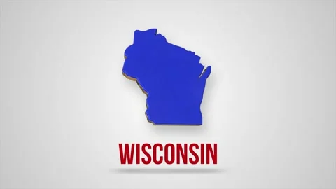 Line animated map showing the state of Wisconsin from the united state of Stock Footage 169686306