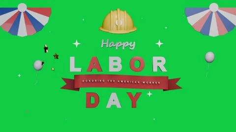 Line appearing starting greeting animating hardhat and letters, honoring US Stock Footage 340269447