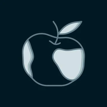 Line Apple icon isolated on black background. Excess weight. Healthy diet m.. Stock Illustration