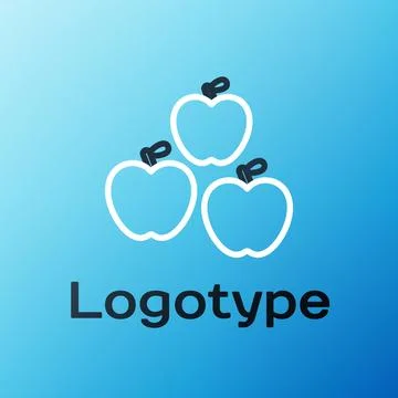 Line Apple icon isolated on blue background. Fruit with leaf symbol. Colorful Stock Illustration