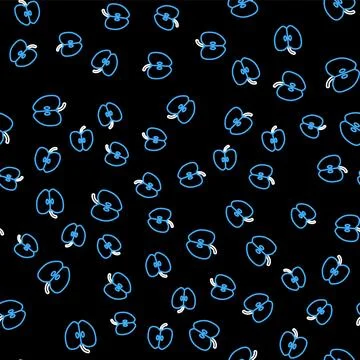 Line Apple icon isolated seamless pattern on black background. Fruit with leaf Stockillustratie