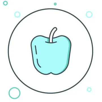 Line Apple icon isolated on white background. Fruit with leaf symbol. Color.. Stock Illustration
