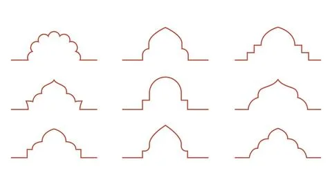 Line arabic arch frame border pattern. Simple outline tunisia, saudi, moroccan Stock Illustration