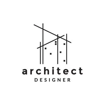 Line architect structure building minimalist logo design vector graphic sym.. Ilustración de archivo