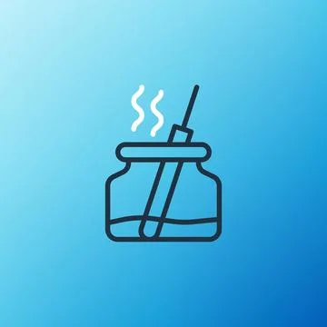 Line Aroma diffuser icon isolated on blue background. Glass jar different with Stock Illustration