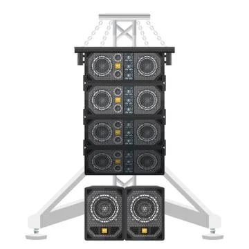 Line array concert acoustics on truss suspension illustration. Stock Illustration
