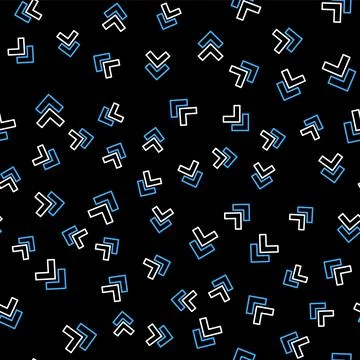 Line Arrow icon isolated seamless pattern on black background. Direction 스톡 일러스트