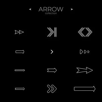 Line Arrow icon set. Arrow vector icon set. Arrow basic UI elements. For Web 스톡 일러스트