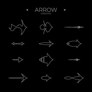 Line Arrow icon set. Arrow vector icon set. Arrow basic UI elements. For Apps Stock Illustration