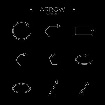 Line Arrow icon set. Outline symbol collection. Thin line style. For Apps Illustrazione stock