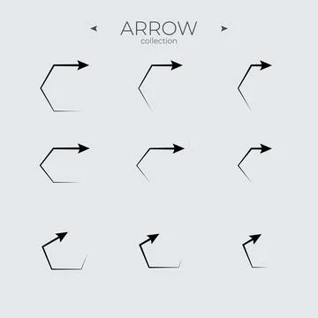 Line Arrow icon set. Smooth Arrow icons set. Arrow basic UI elements. Simple Illustrazione stock
