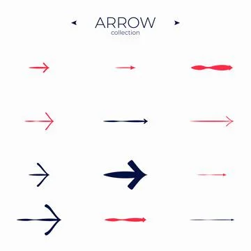 Line Arrow icon set. Smooth arrow symbol collection. Thin line style. For Apps Illustrazione stock