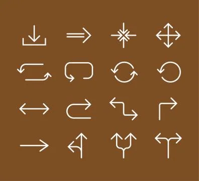 Line Arrow icon set. Vector illustration, flat design Stock Illustration