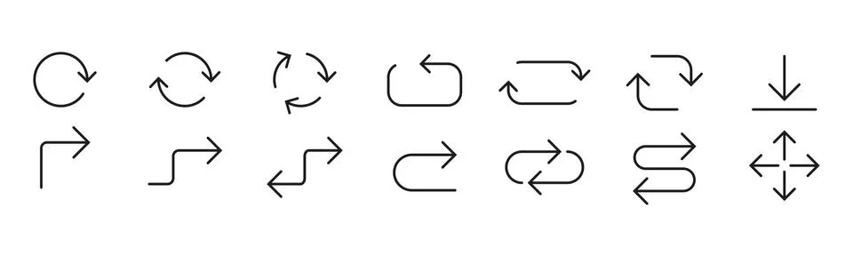 Line Arrow icon set. Vector illustration, flat design Ilustración de archivo