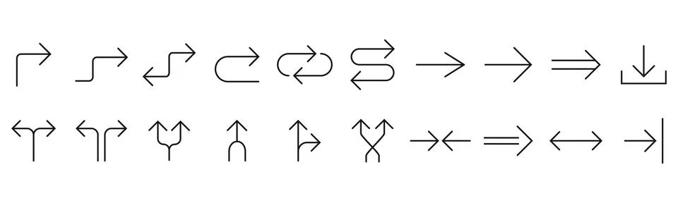 Line Arrow icon set. Vector illustration, flat design Ilustración de archivo