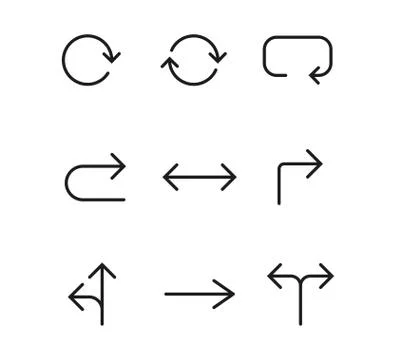 Line Arrow icon set. Vector illustration, flat design Иллюстрация