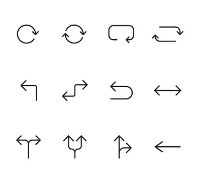Line Arrow icon set. Vector illustration, flat design Ilustración de archivo