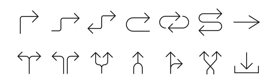 Line Arrow icon set. Vector illustration, flat design Ilustración de archivo