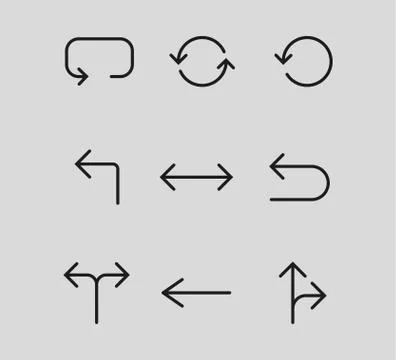 Line Arrow icon set. Vector illustration, flat design Ilustración de archivo