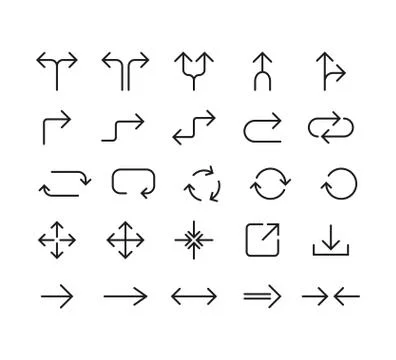 Line Arrow icon set. Vector illustration, flat design Ilustración de archivo