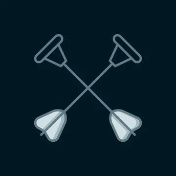 Line Arrow with sucker tip icon isolated on black background. Flat filled o.. Stock-Illustration
