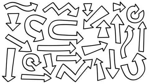 Line arrows doodle hand drawn collection. Arrow icons set. Vector illustratio Illustrazione stock