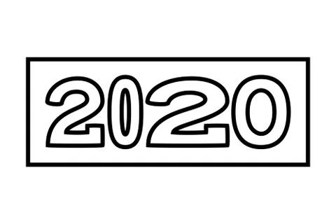 Line art 2020 text with different width characters Stock Illustration