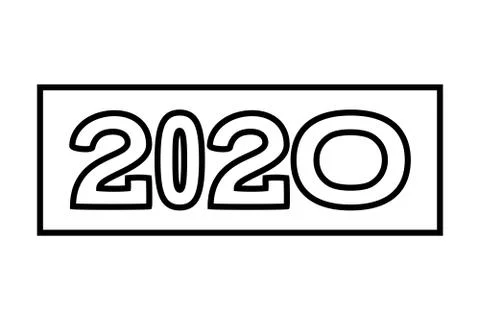 Line art 2020 various width text characters Illustrazione stock