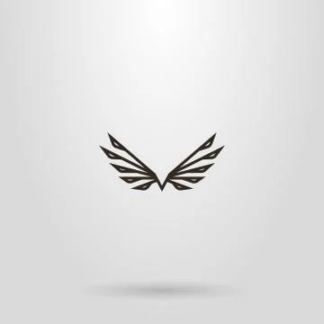 Line art abstract vector logo of flying bird  Stock Illustration