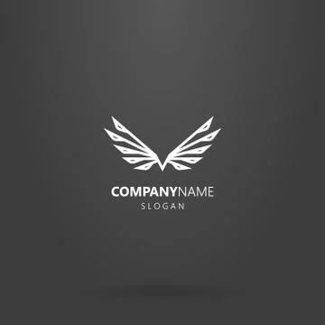 Line art abstract vector logo of flying bird  Stock Illustration