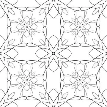 Line art arabesque style vector seamless pattern. Black and white ornamental Stock Illustration