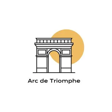 Line art Arc de Triomphe, landmark icon of Paris, France. Arc de Triomphe log Stock Illustration