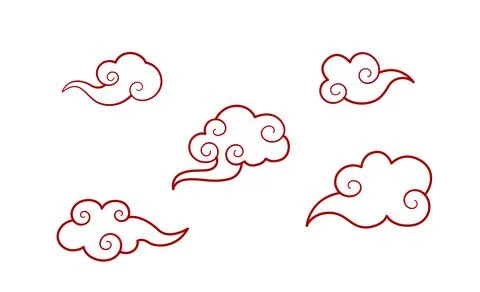 Line art auspicious cloud vector asset Stockillustratie