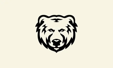 Line art bear face logo Stock Illustration